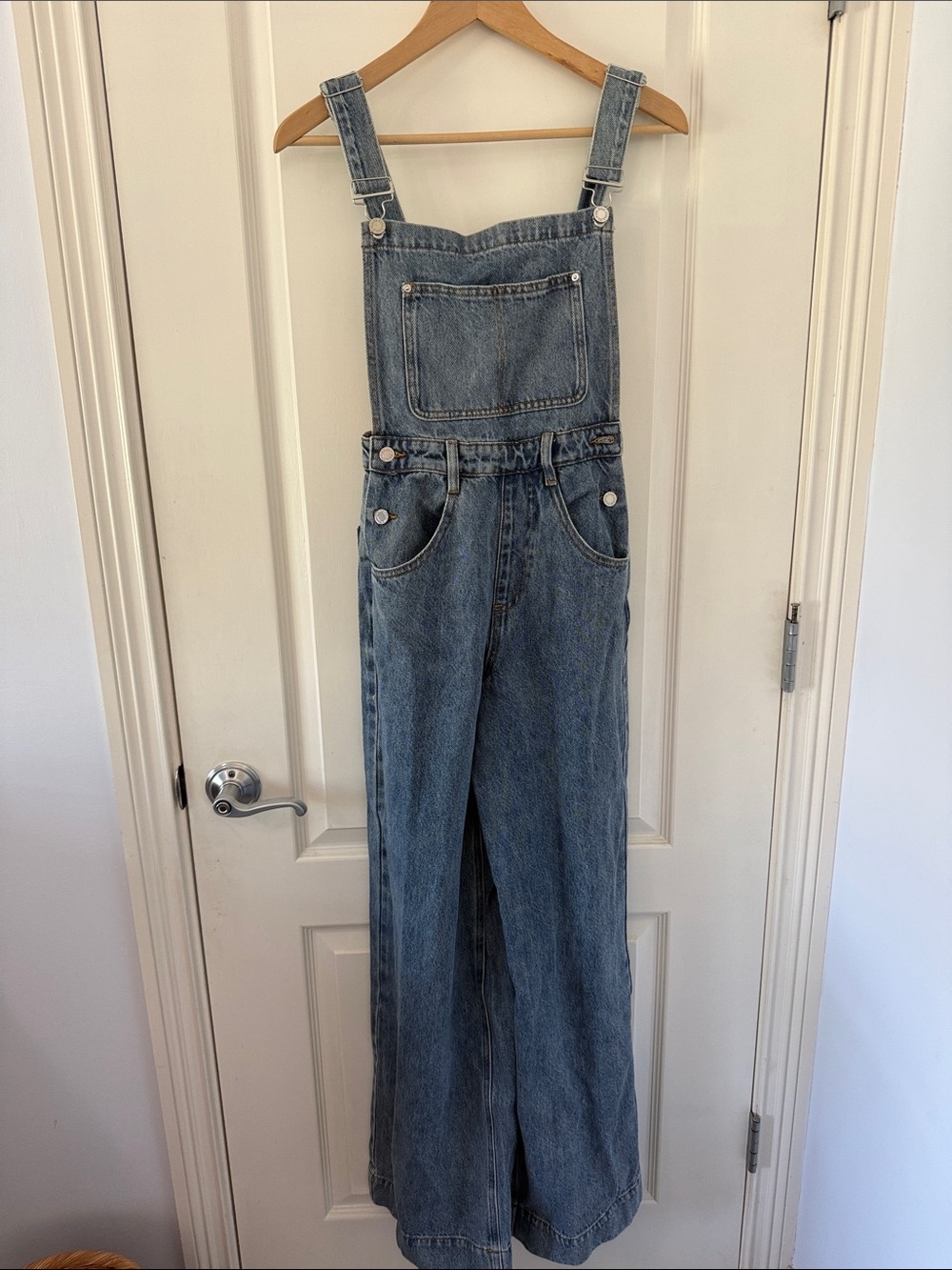 WeWoreWhat Light Blue Denim Wide-Leg Overalls